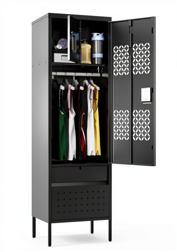 SUXXAN Metal Storage Locker Lockable Black Tool Cabinet-0