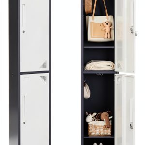 Fesbos Steel Locker Gray White Lockable Storage Cabinet-0
