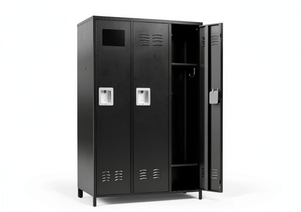 Fesbos Metal Locker Black 3 Door Lockable Storage Cabinet-2