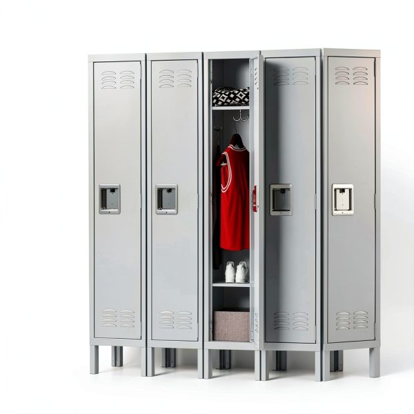Fesbos Metal Locker Grey Lockable Storage Cabinet 3 Shelves-1