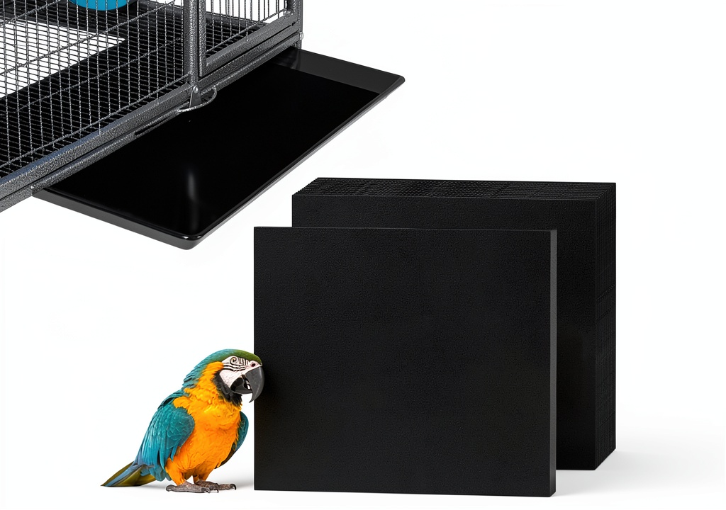 TABABAO bird cage liners placed in a clean cage setup