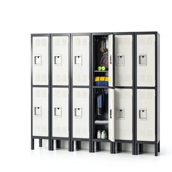 Fesbos Metal Locker Gray White Steel Storage Cabinet-1