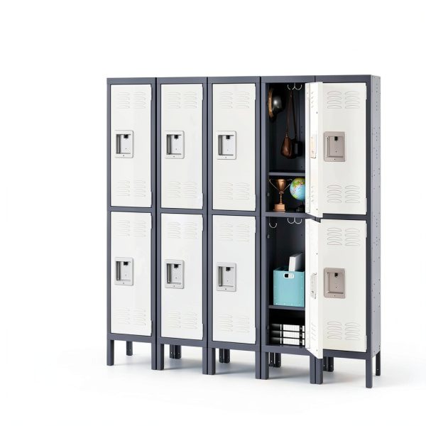 Fesbos Metal Locker Gray White Steel Storage Cabinet-2