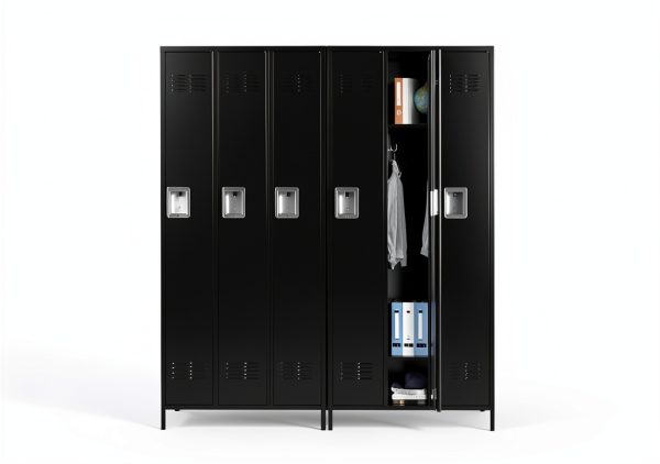 Fesbos Metal Locker Black 3 Door Lockable Storage Cabinet-5