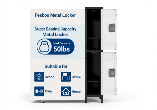 Fesbos Metal Locker Gray White Steel Storage Cabinet-6