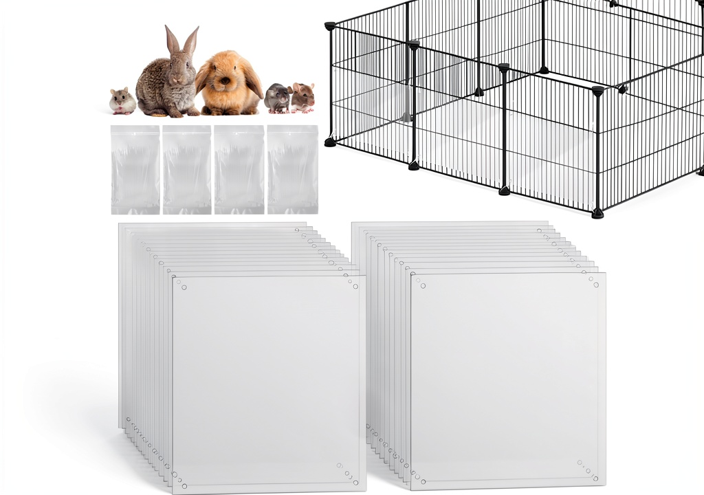 YUXin rabbit splash guard installed in a wire cage