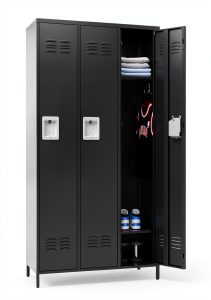 Fesbos Metal Locker Black 3 Door Lockable Storage Cabinet-0