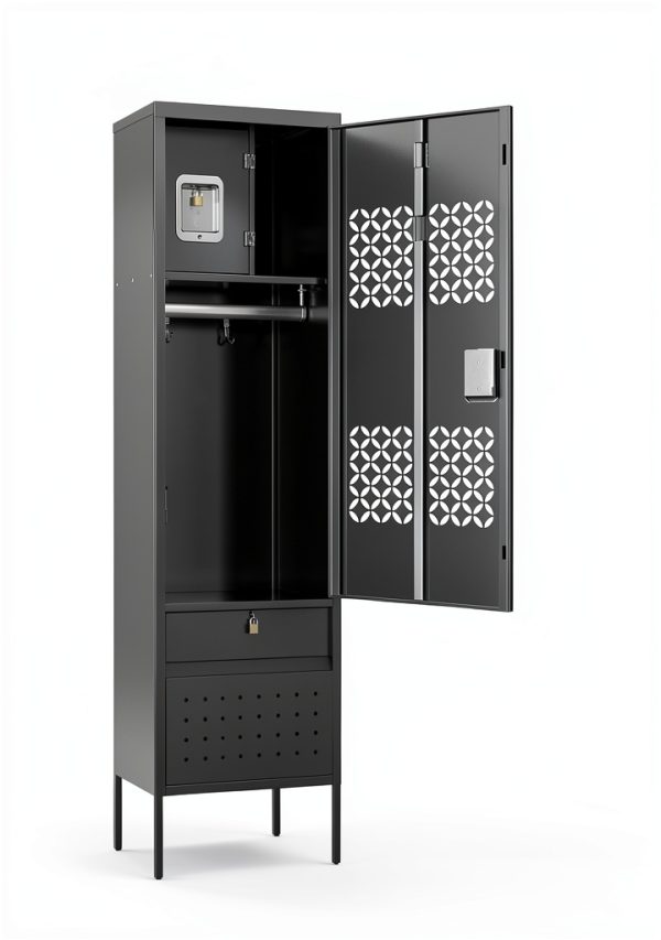 SUXXAN Metal Storage Locker Lockable Black Tool Cabinet-2