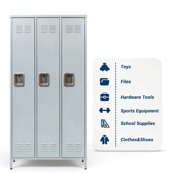 Fesbos Metal Locker Grey Storage Cabinet Lockable-3