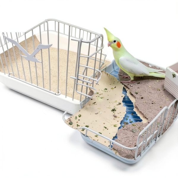Lesimnky Bird Cage Liner Gravel Paper Natural Sand Easy-5