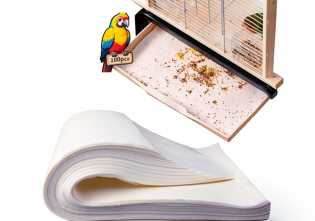 'Lesimnky bird cage liners in use on a cage tray'
