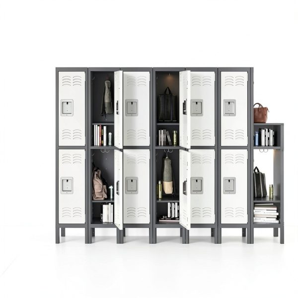 Fesbos Metal Locker Gray White Steel Storage Cabinet-3