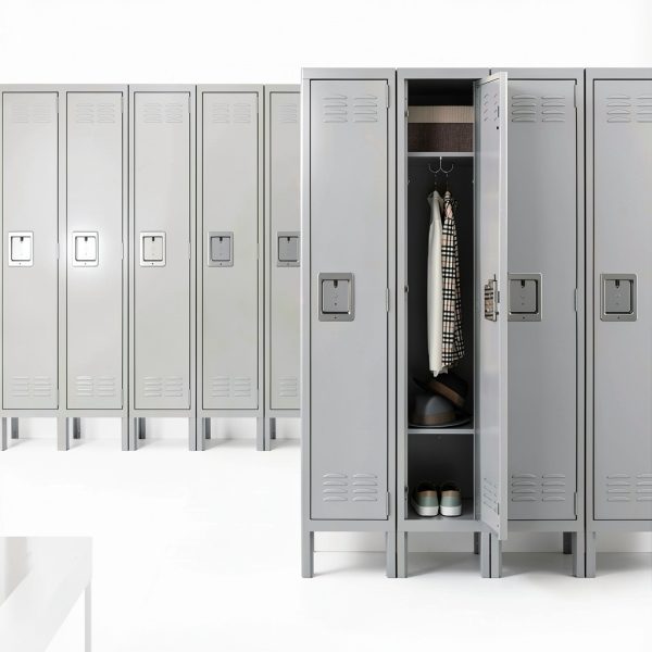 Fesbos Metal Locker Grey Lockable Storage Cabinet 3 Shelves-2