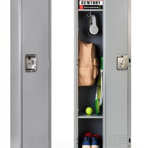 Fesbos Metal Locker Grey Lockable Storage Cabinet 3 Shelves-0