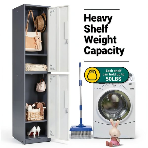 Fesbos Steel Locker Gray White Lockable Storage Cabinet-1