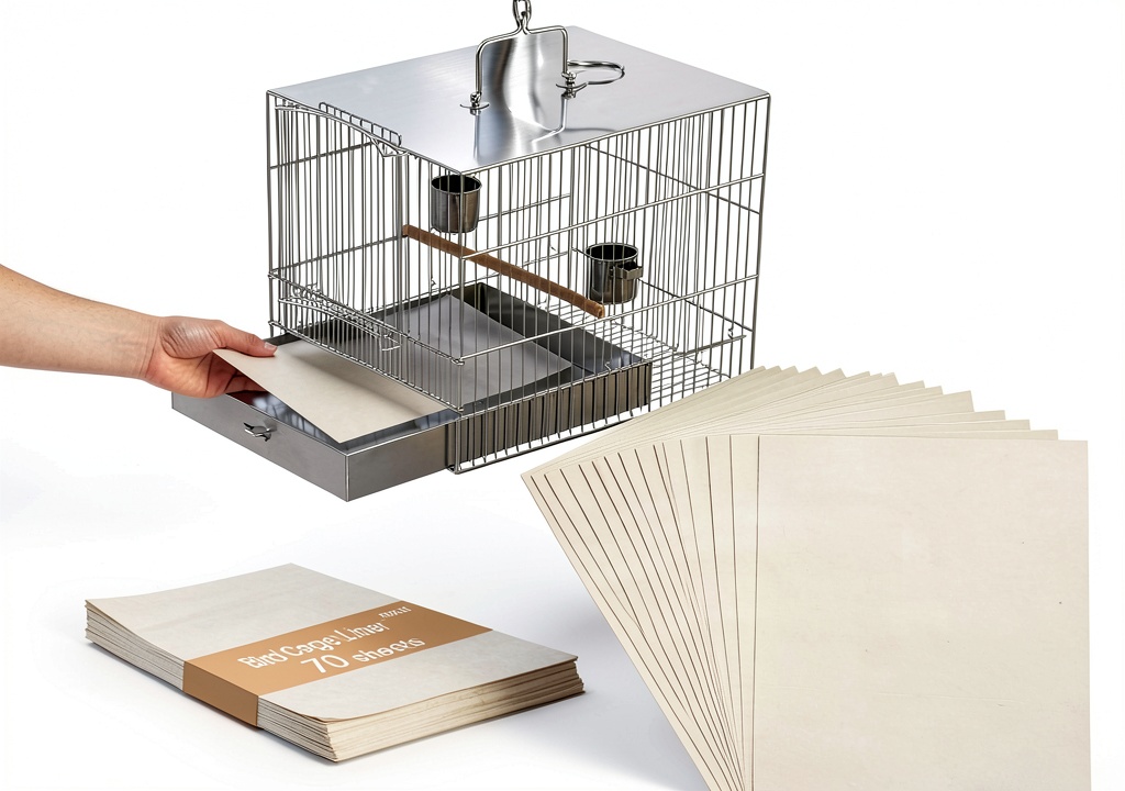 ZYF cage liner placed in a standard bird cage tray