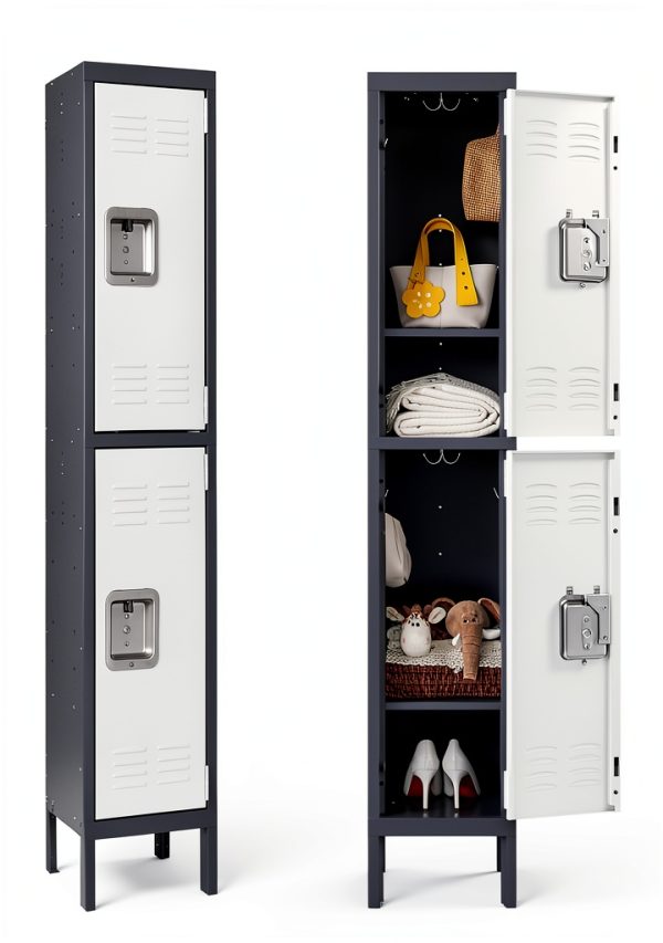 Fesbos Metal Locker Gray White Steel Storage Cabinet-0