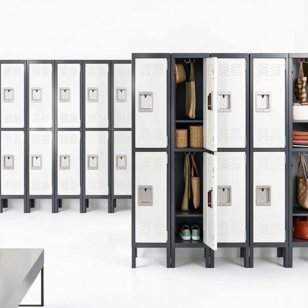 Fesbos Metal Locker Gray White Steel Storage Cabinet-4