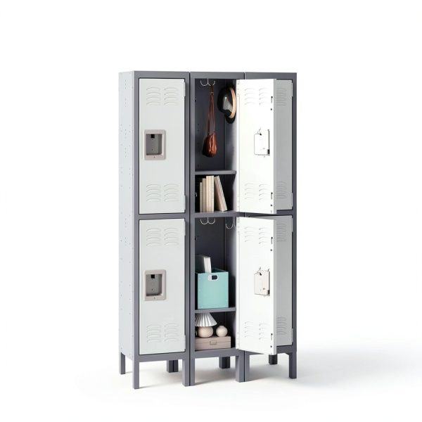 Fesbos Metal Locker Gray White Steel Storage Cabinet-5