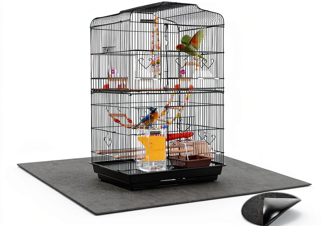 Wibeelee bird cage liner placed under a standard bird cage