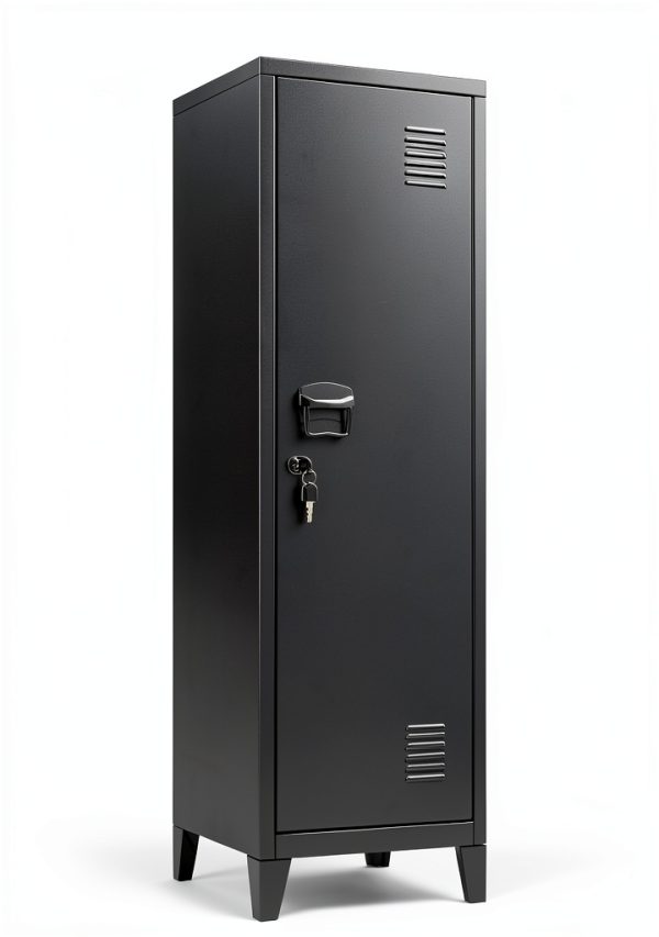 FURSTEL Black Metal Locker with Adjustable Shelves 3 Tier 47in-2