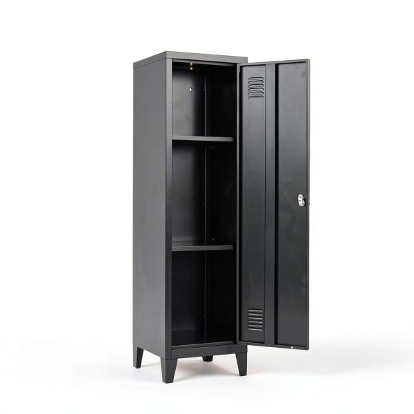 FURSTEL Black Metal Locker with Adjustable Shelves 3 Tier 47in-3