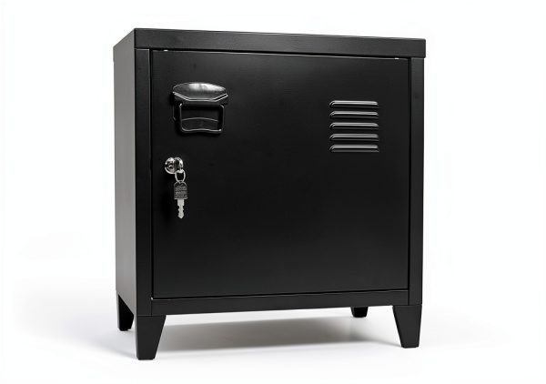 FURSTEL Black Metal Locker with Adjustable Shelves 3 Tier 47in-5
