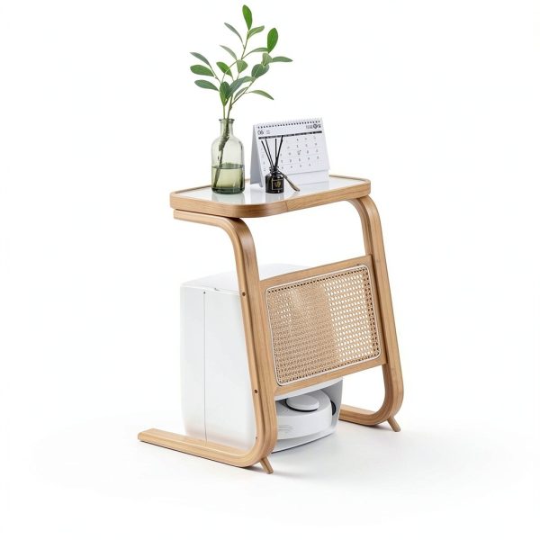 HHFSST Bamboo Robot Vacuum Storage Cabinet – Natural Finish-1