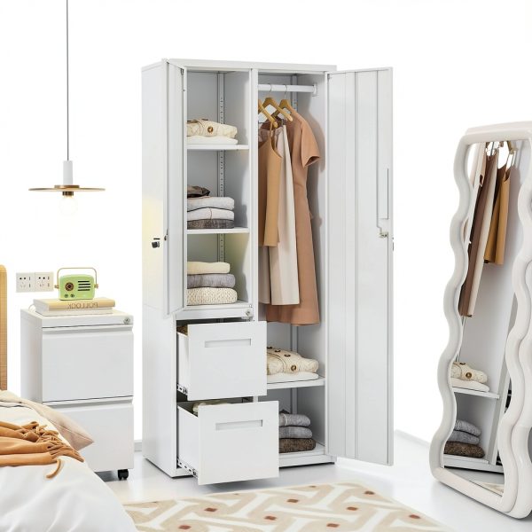 Metal Locker BYNSOE White 67in Floor‑Mount Storage-5
