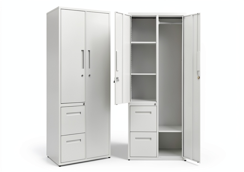 BYNSOE metal locker installed in a home office
