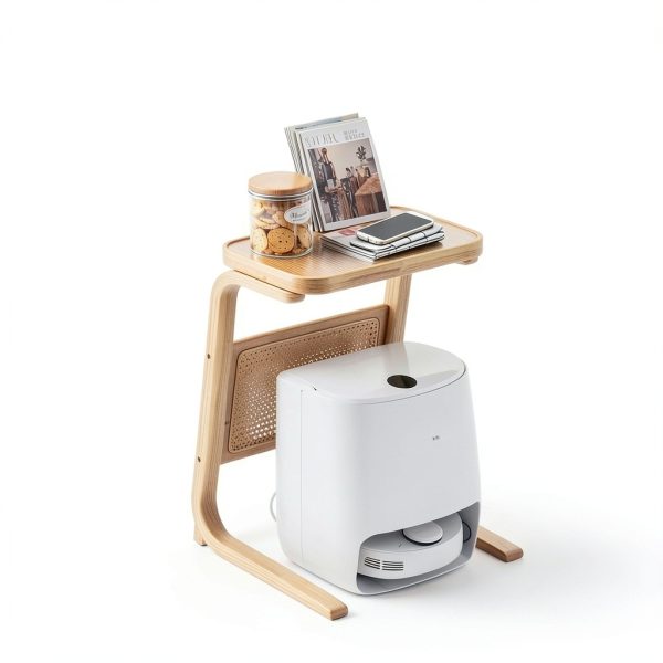 HHFSST Bamboo Robot Vacuum Storage Cabinet – Natural Finish-5