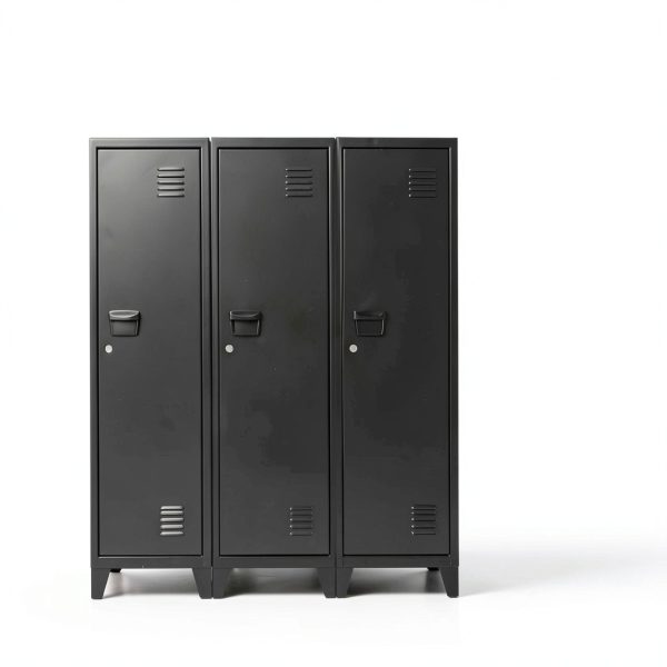 FURSTEL Black Metal Locker with Adjustable Shelves 3 Tier 47in-7