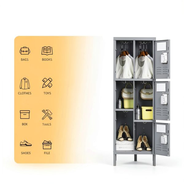 Metal Locker AQY 3 Door Steel Storage for Gym-4