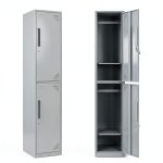Yizosh Metal Locker Cabinet 4 Door Gray White Ventilated Storage-0