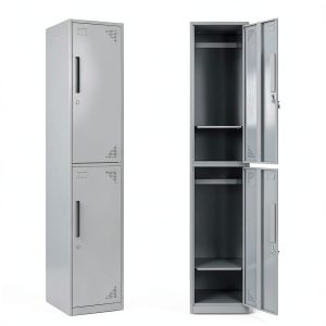 Yizosh Metal Locker Cabinet 4 Door Gray White Ventilated Storage-0