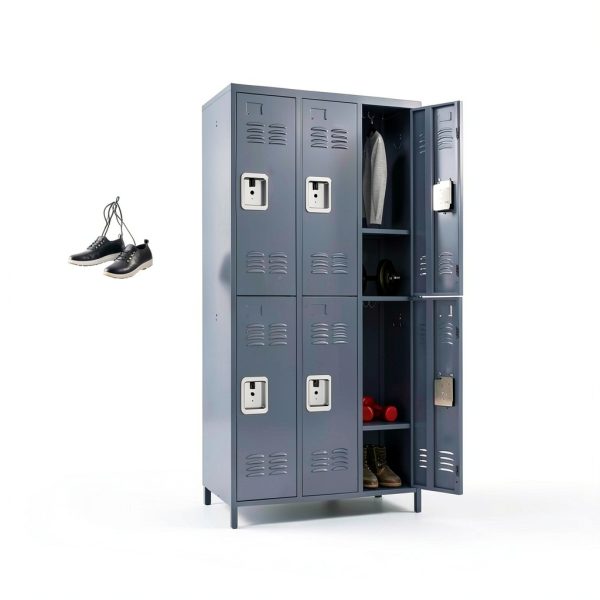 Metal Locker Cabinet Yukimo 6 Door Grey Lockable Doors-1