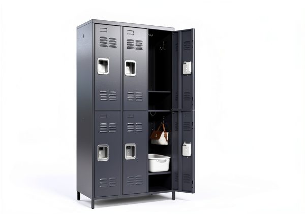 Metal Locker Cabinet Yukimo 6 Door Grey Lockable Doors-2