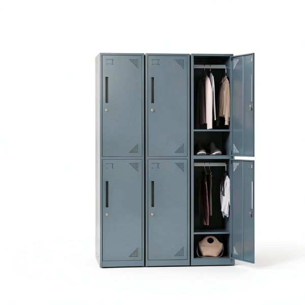 Yizosh Metal Locker Cabinet 4 Door Gray White Ventilated Storage-4