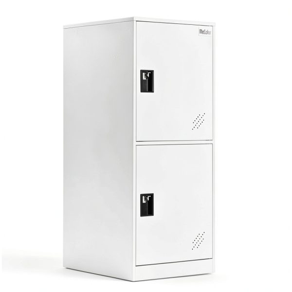 MECOLOR Storage Cabinet P2V White Heavy Duty Stackable 2 Door Locker-0