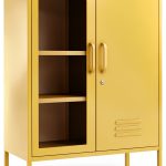 Storage Cabinet Aiasuit Mustard Metal Frame Blackout Doors 33H-0