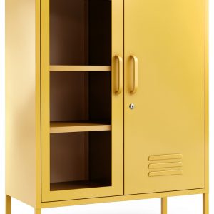 Storage Cabinet Aiasuit Mustard Metal Frame Blackout Doors 33H-0