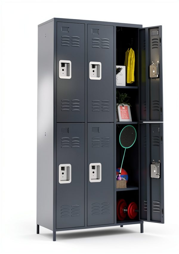 Metal Locker Cabinet Yukimo 6 Door Grey Lockable Doors-0