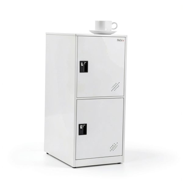 MECOLOR Storage Cabinet P2V White Heavy Duty Stackable 2 Door Locker-5