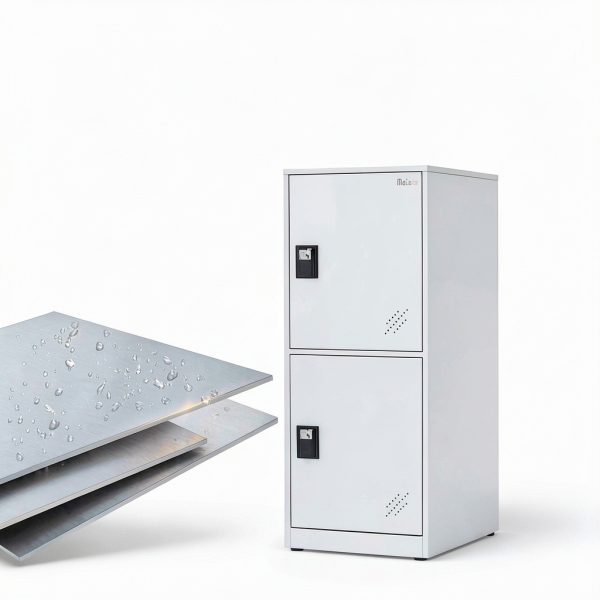 MECOLOR Storage Cabinet P2V White Heavy Duty Stackable 2 Door Locker-3