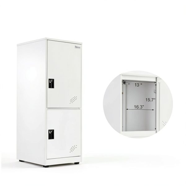 MECOLOR Storage Cabinet P2V White Heavy Duty Stackable 2 Door Locker-2
