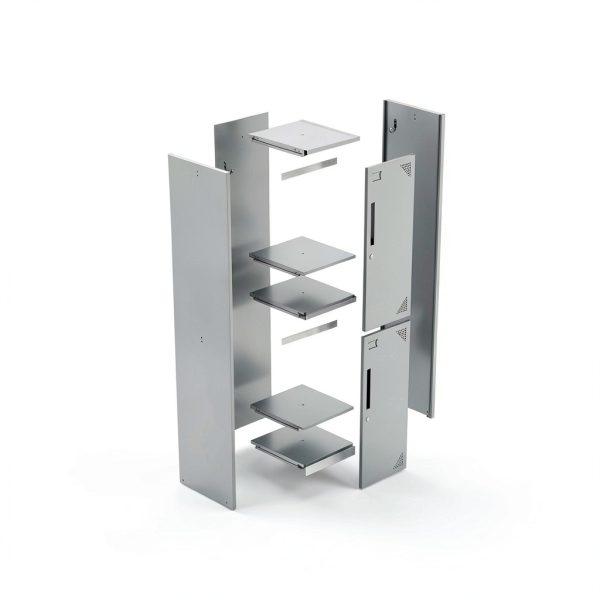 Yizosh Metal Locker Cabinet 4 Door Gray White Ventilated Storage-2