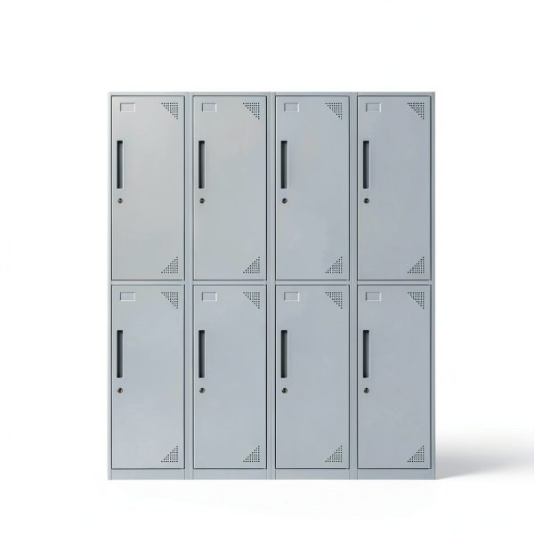 Yizosh Metal Locker Cabinet 4 Door Gray White Ventilated Storage-8