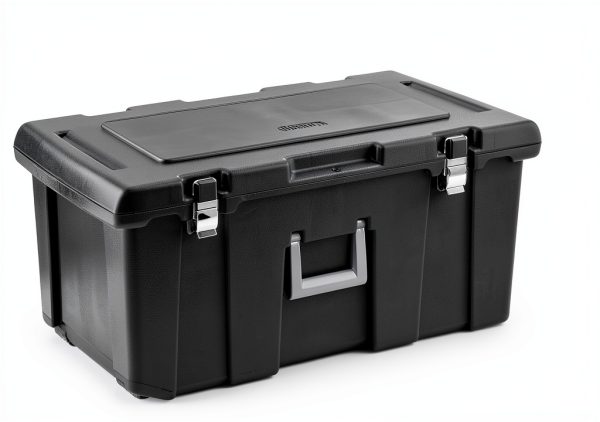 EHOME Footlocker Black Plastic Storage Locker with Wheels and Handles-1
