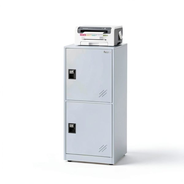 MECOLOR Storage Cabinet P2V White Heavy Duty Stackable 2 Door Locker-1