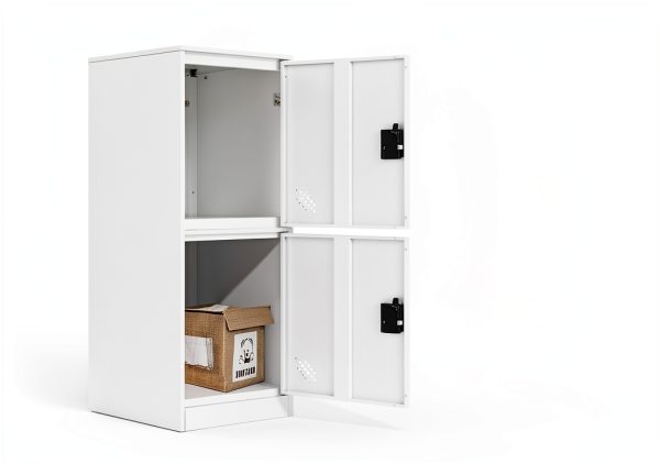 MECOLOR Storage Cabinet P2V White Heavy Duty Stackable 2 Door Locker-4